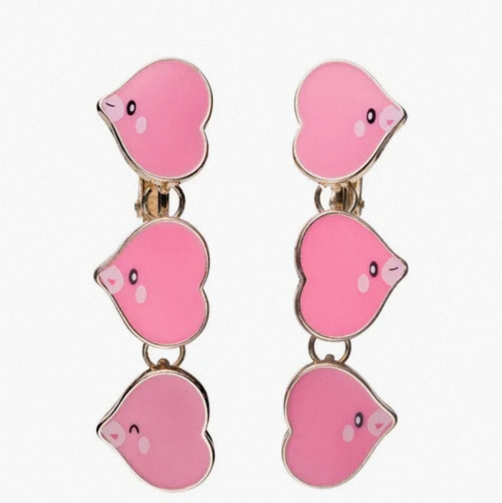 Pokemon Luvidisc Center Clip On Pink Earrings